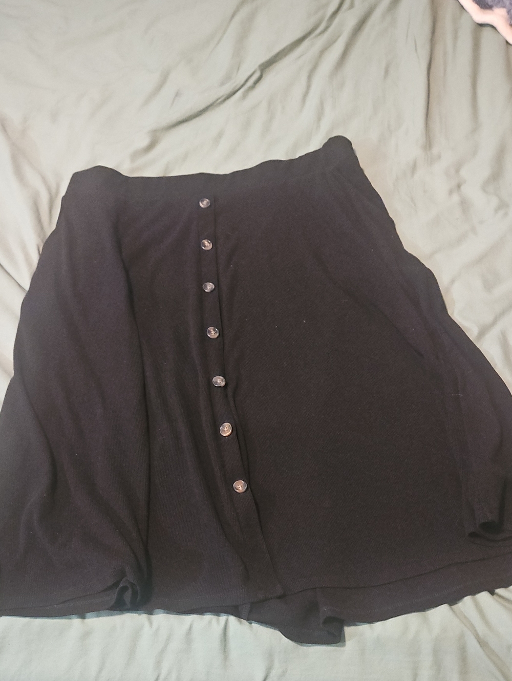 Torrid Ribbed Black Button-Front Midi Skirt - Size 3